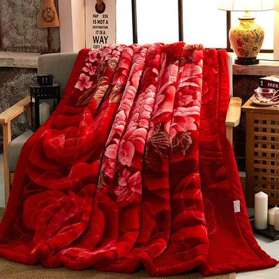 毛毯加厚冬季婚庆高端双层毛毯8斤双人2m毛毯盖毯高端包边被子