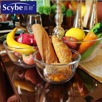 scybe喜碧特博色拉碗3件套创意碗无铅凉拌碗米饭水果沙拉玻璃碗