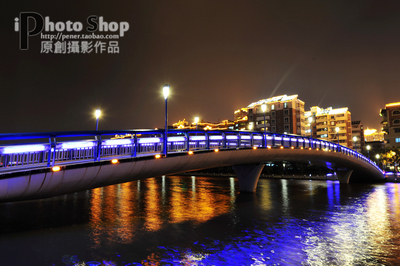 摄影作品相片照片图片作业海报高清JPG素材 厦门大桥水面倒影灯光