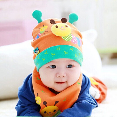 新生儿婴儿帽子韩国秋冬0-1岁男女宝宝口水巾儿童帽套装0-3-6个月