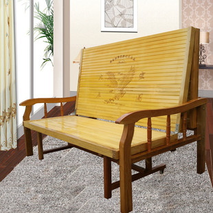 竹木沙发床可折叠实木两用单双人沙发床简易床折叠竹床1 1.2 1.5