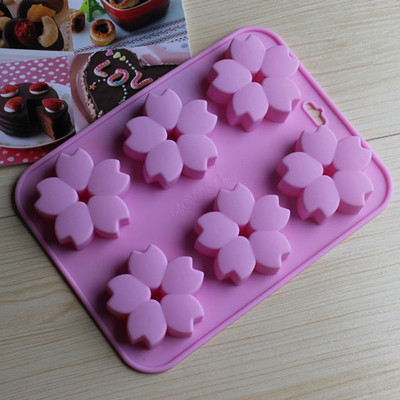 2014新款6连樱花花形蛋糕布丁DIY巧克力饼干冰格硅胶烘焙模具