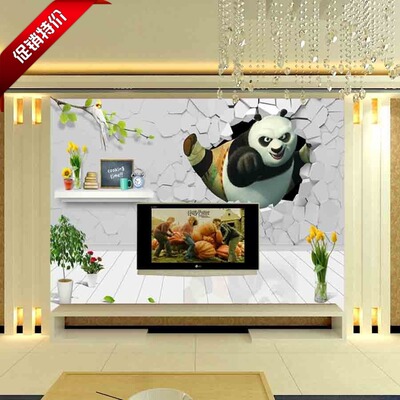 星凯3D立体壁画功夫熊猫背景墙壁画客厅电视/沙发背景墙画