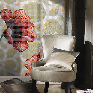PT22 艺术马赛克瓷砖花卉拼花背景墙 沙发背景墙贴现代拼图定制