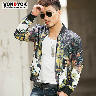 VONDYCK/范戴克新款男士时尚潮男花夹克 棒球服 个性夹克外套男