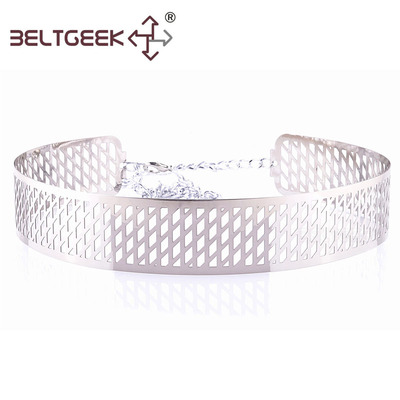 BELTGEEK-简洁斜纹镂空轻薄全金属女款装饰腰带腰链