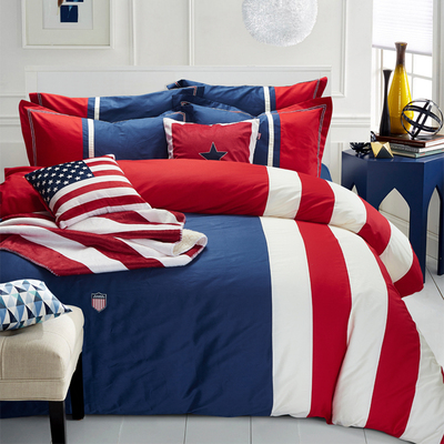 美国英国国旗 米字旗星条旗英伦风全棉纯棉纯色四件套床上用品