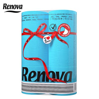 葡萄牙进口 Renova 遇见系列彩色厕纸卷筒纸（天际蓝+纯白）