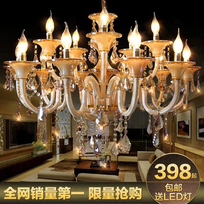 欧式水晶吊灯客厅灯 奢华现代简约卧室灯具金色餐厅蜡烛灯具灯饰