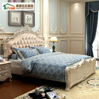 现代简约欧式1.5米白色实木床 双人经济型田园公主韩式床主卧家具