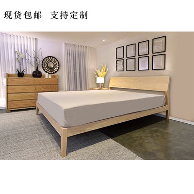 北欧宜家实木床1.8米双人床橡木1.5m日式床成人单人床1.2米简约