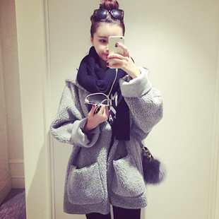 衣服女潮2015秋冬新款外套女韩版女服 带帽羊羔毛保暖棉衣 女