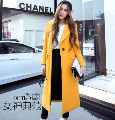 2015冬季呢大衣新款韩版气质宽松女装大衣加厚超长款羊毛呢外套