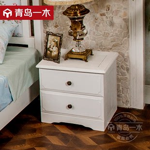 全实木床头柜简约现代柜子 白色欧式橡木床边柜 角柜带抽屉储物柜