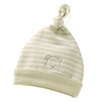 新生儿天然胎帽宝宝可调节大小帽子0-1岁秋冬婴儿套头帽l