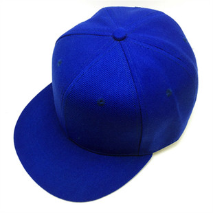 韩国棒球帽子复古纯色帽 平沿帽滑板帽蓝色嘻哈帽子定做