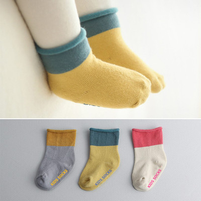 韩国婴儿童防滑宝宝袜子纯棉中筒松口袜春秋冬款0-1-2-3岁全棉