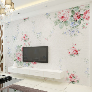 环美现代花卉温馨壁纸 复古怀旧客厅电视背景墙 玫瑰无缝墙纸壁画