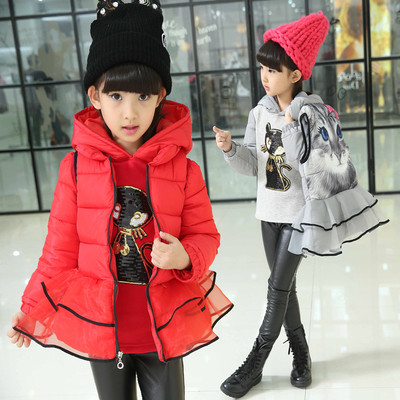 2015新款儿童冬装女童加厚套装棉衣两件套韩版中大童宝宝卡通卫衣