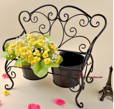 欧式桌面摆设花架子 简约现代花筒花几 落地创意铁艺多肉花盆花桶