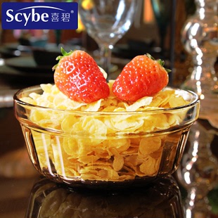 scybe喜碧布来登彩色拉碗凉拌碗水果沙拉玻璃碗面条碗15cm2只
