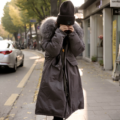 2015  冬季新款重磅大毛领韩版长款连帽加内胆棉服女外套