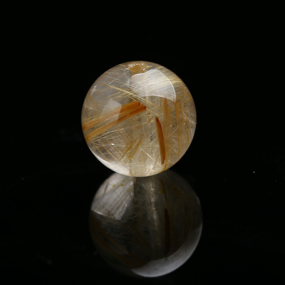 巴西天然发晶钛晶散珠配珠 5-10mm天然金发晶圆珠 散珠材料