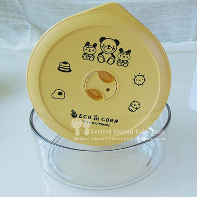 韩国儿童餐具 Eco in Corn 玉米圆形餐盒（大中小）套装 宝宝餐具