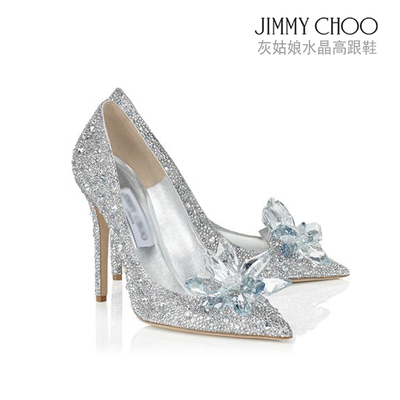 baby同款jc水晶鞋秋冬季女婚鞋中跟细跟银色尖头高跟新娘鞋婚纱鞋