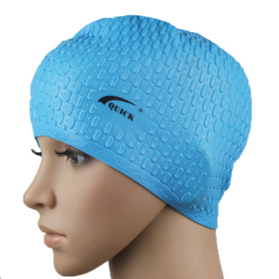 游泳用品泳帽硅胶防水护耳成人男女式批发纯色长发水滴帽