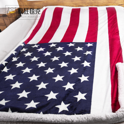 英国美国国旗毛毯午睡毯米字旗星条旗双层珊瑚绒毯法兰绒毛毯加厚