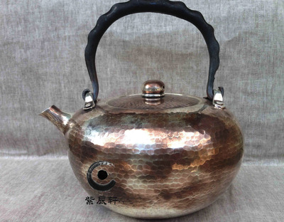 口打出银壶紫辰轩纯手工一张打精品锤点槌木高端经典日本礼品茶壶