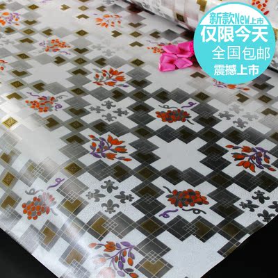 现代中式新款花色PVC软玻璃餐桌茶几桌垫防水隔热免洗桌台布定制