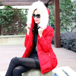 2015新款冬季女士中长款直筒冬装连帽短版通勤韩版常规时尚羽绒服