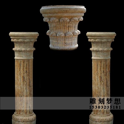 石雕罗马柱欧式大理石石材柱子 别墅室内石柱装饰 天然简约现代