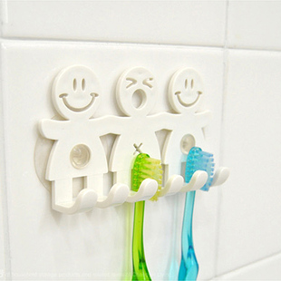 韩国创可爱意吸盘式笑脸太阳花小熊牙刷架 牙刷挂 卫浴洗漱收纳架