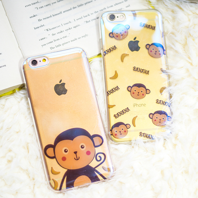 可爱卡通猴iphone6S手机壳苹果6plus全包软壳4.7寸6S硅胶蓝光全软