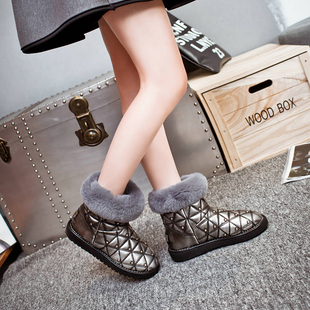 韩版兔毛雪地靴女2015冬季新款短筒女鞋圆头平跟短靴加绒保暖女靴