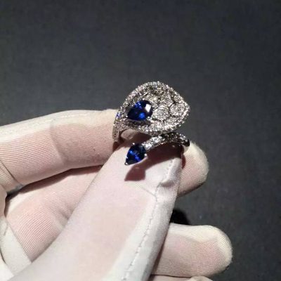 普罗蒂珠宝皇家蓝天然蓝宝石戒指18K金彩色宝石指环女款钻戒5A级