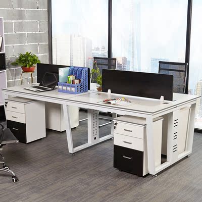 广州职员办公桌简约现代 员工电脑桌4人组合屏风办公桌椅工作位