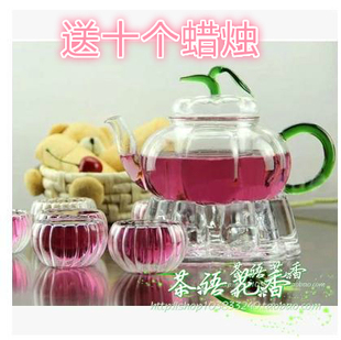 南瓜壶套装茶壶条纹壶花耐热玻璃茶具泡茶壶800mL 促销新品泡茶壶