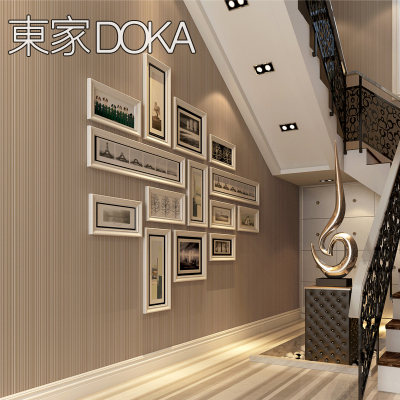 环保无纺布现代简约素色纯色纱线纹满铺客厅壁纸日式宜家卧室墙纸