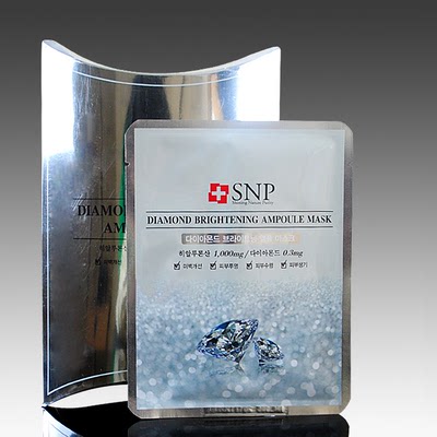 韩国第一药妆SNP 钻石晶钻美白浓缩精华面膜贴 补水提亮排毒 1片