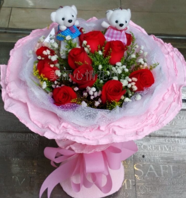 广西南宁桂林北海鲜花11支红玫瑰花束情人节生日花束同城速递包邮
