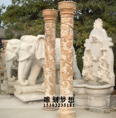 大理石罗马柱天然石材罗马柱定制柱子皮曲阳石雕厂家