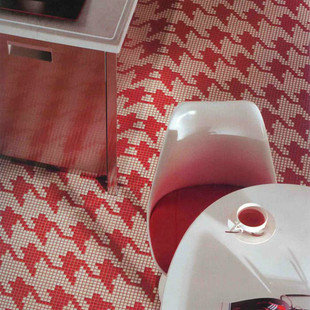 TT011千鸟格 厨房餐厅装饰红黑色通体马赛克瓷砖地砖拼图自粘定制