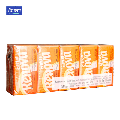 葡萄牙原装进口 Renova 手帕纸柑橘清香亲肤 10张*10包温暖黄