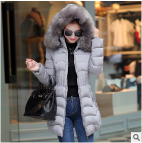 2015新款韩国女装冬装大毛领棉袄显瘦时尚中长款羽绒棉服