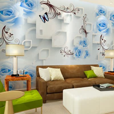 现代水晶3D立体背景墙布客厅书房卧室背景墙大型壁画 简约玫瑰