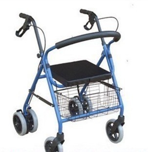 正品老年残疾人带轮带座购物助走练学步手推助行车器可折叠带手刹